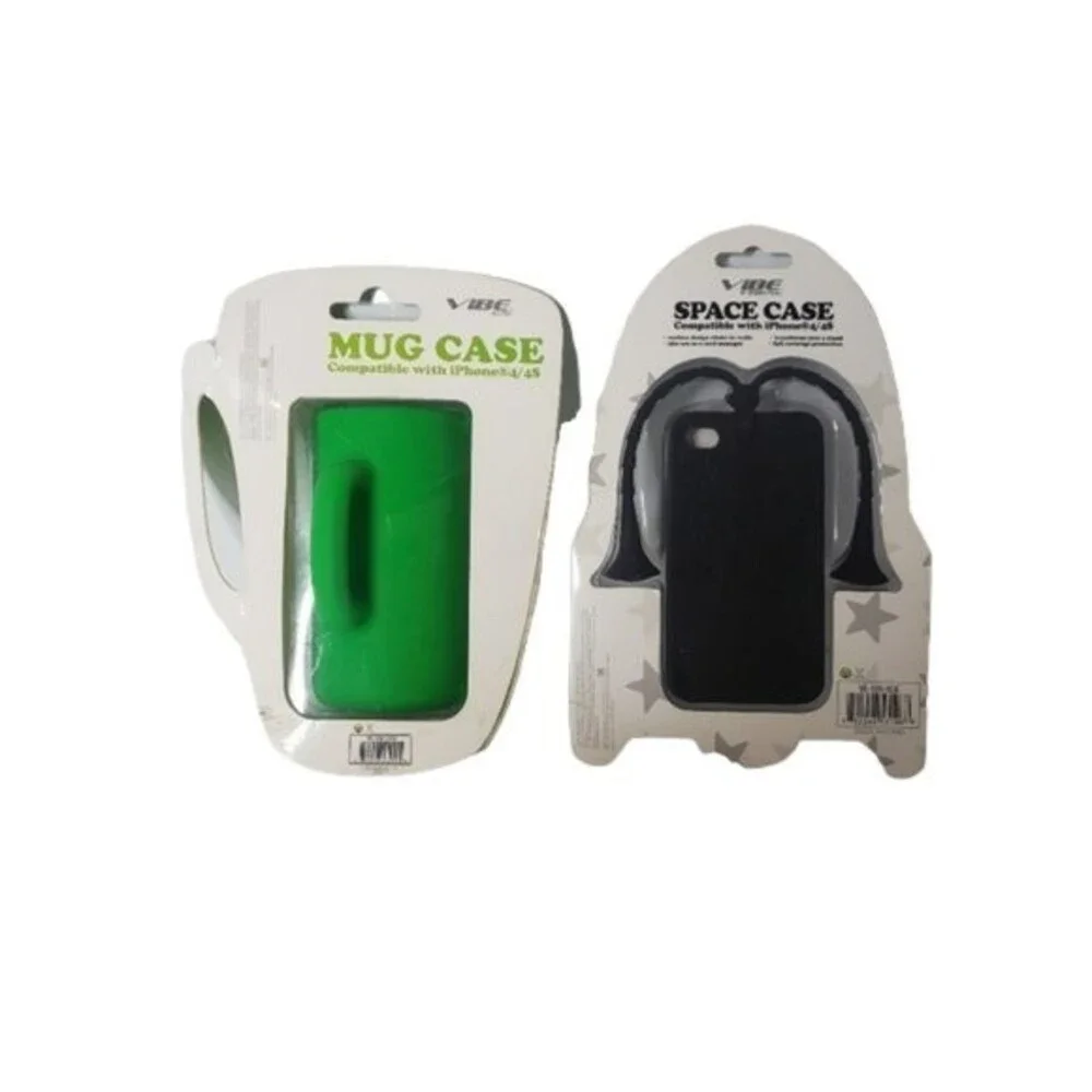 VIBE NOVELTY IPHONE 4/4S  CELL PHONE CASES - NEW - LOT OF TWO